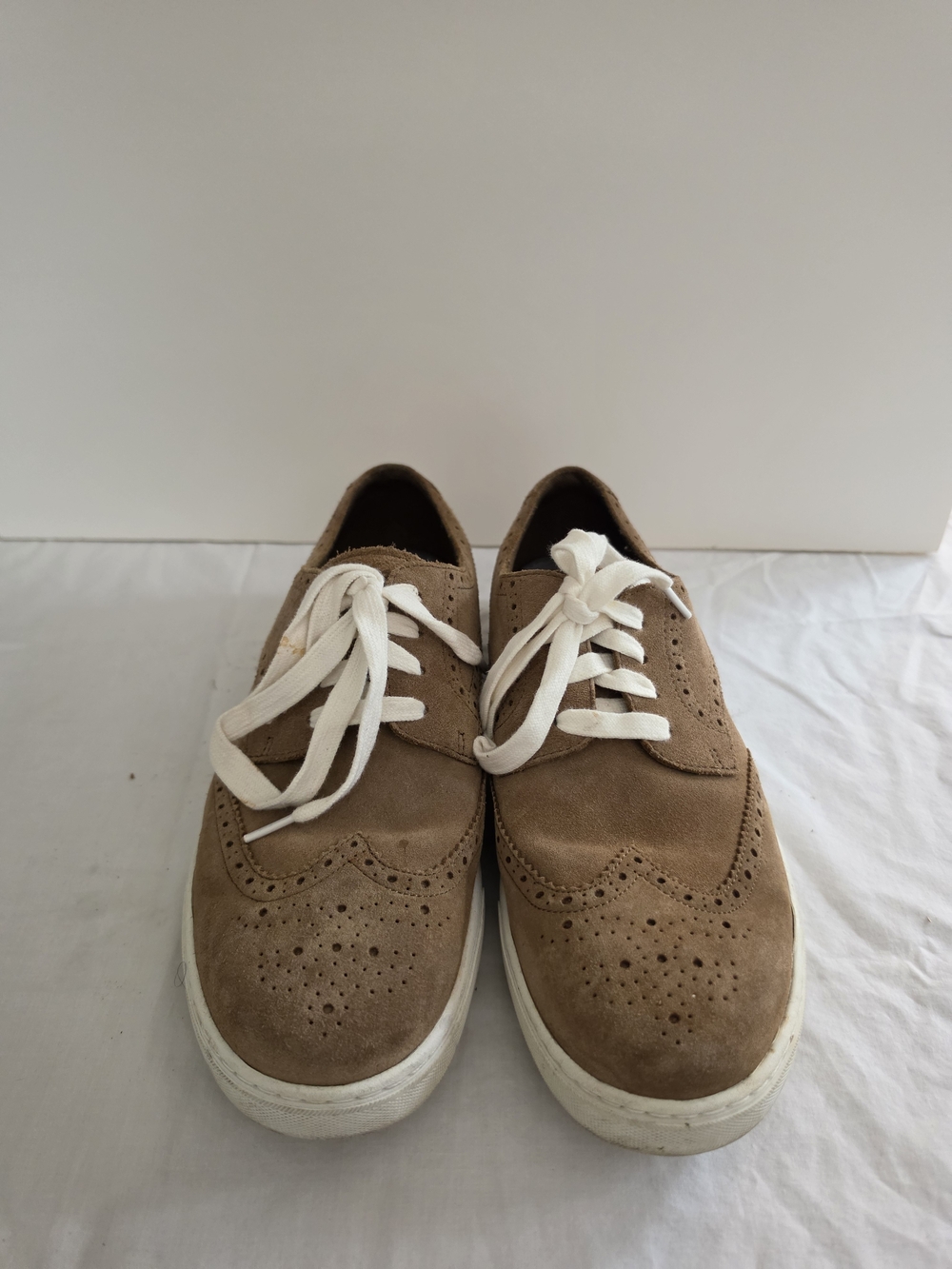Rockport Brown Suede Wingtip Derby Sneakers with White Laces